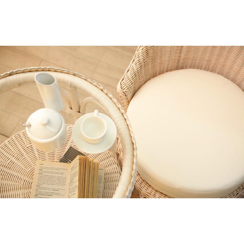 ラタン テーブル ガラステーブル サイドテーブル 丸型 円形 収納