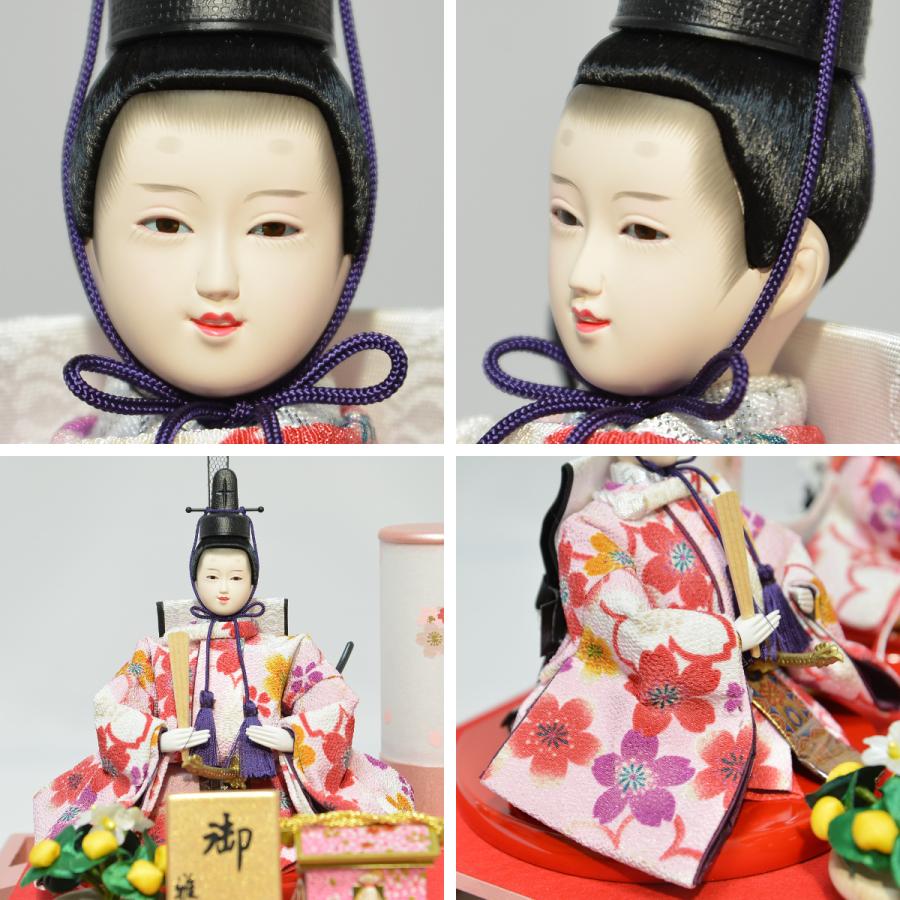 雛人形 ケース飾り 親王飾り ピンク 前面アクリルケース 小芥子親王