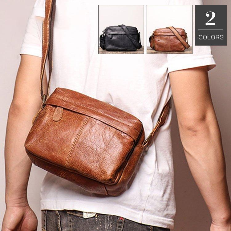 本革 メッセンジャーバッグ ショルダーバッグメンズ 斜めがけ 2way