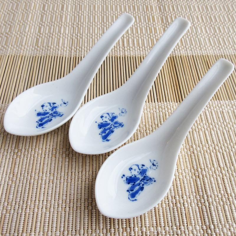 レンゲ カトラリー 食器 中華 唐子柄 白いレンゲ 白磁 唐子文 昭和