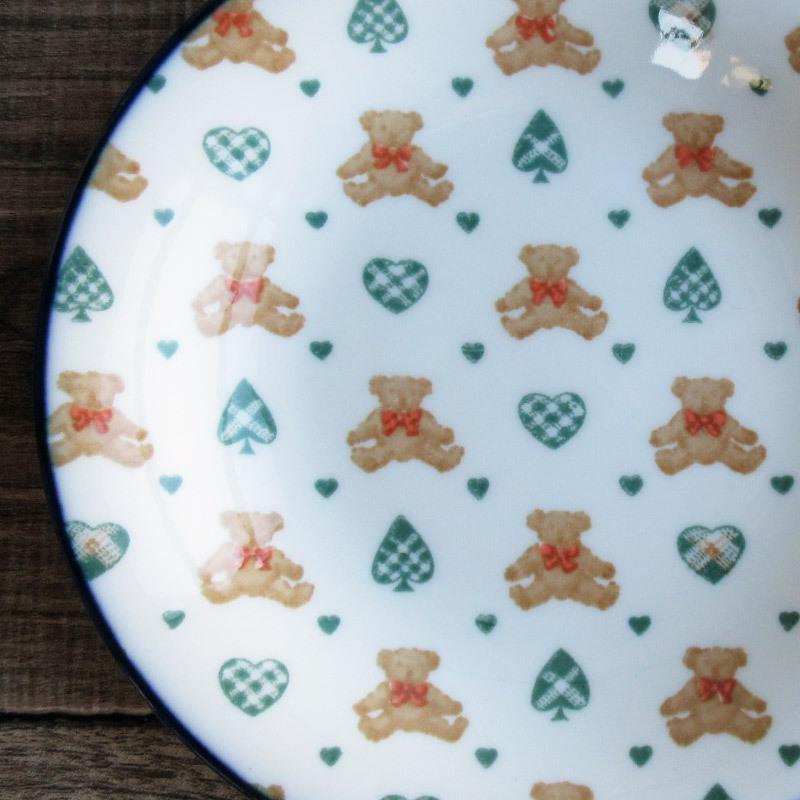 プレート 洋食器 皿 クマ ギンガムチェック くま柄 ハート スペード