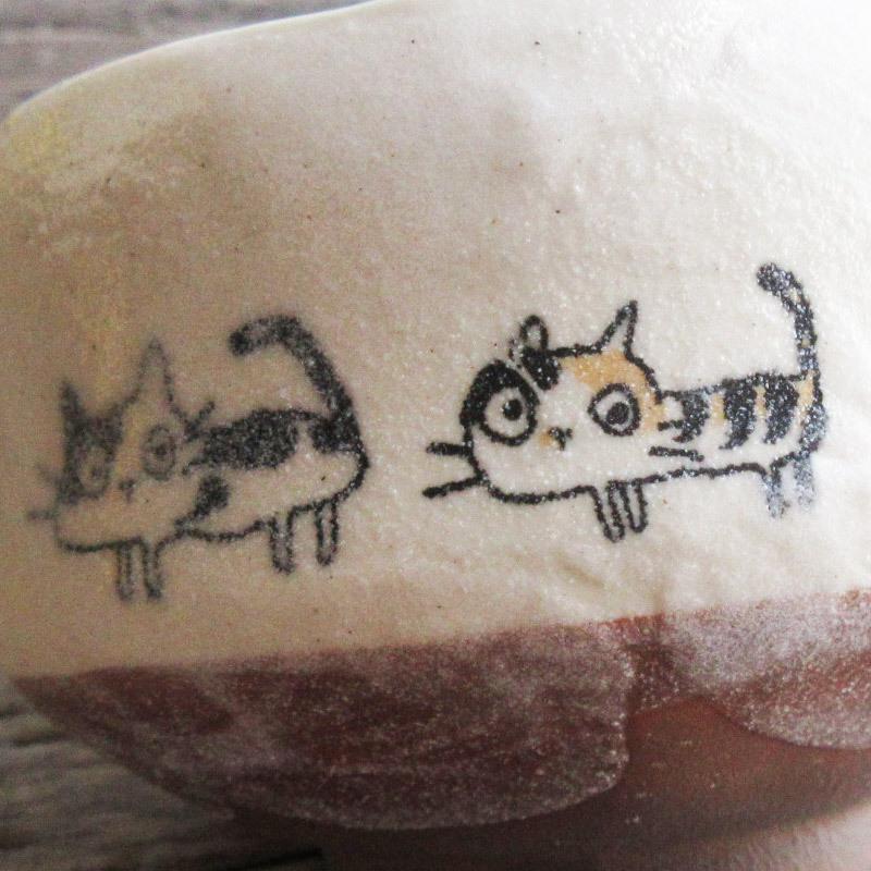 完売】小抹茶碗 ネコちゃん / 抹茶茶碗 かわいい 猫 ねこ 茶碗 茶道 お