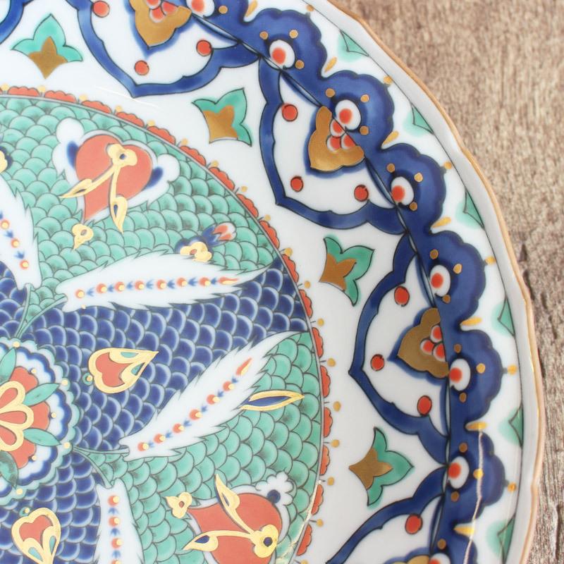 大皿 トルコ IZNIK モザイク タイル 飾り皿 魚 うろこ ウロコ 高級食器