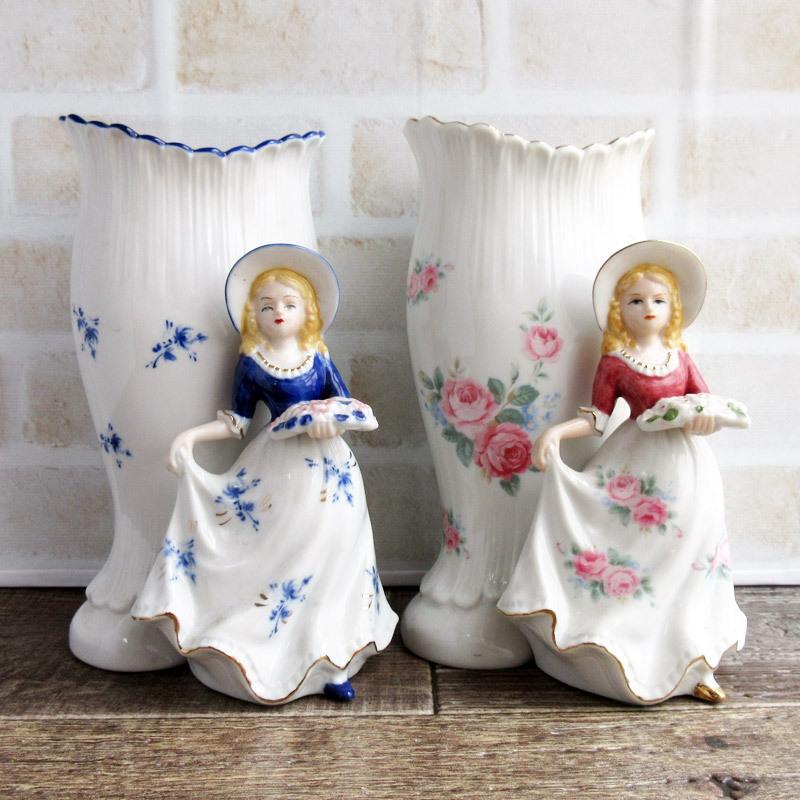 花瓶 600cc ノベルティ 西洋陶器 昭和レトロ 陶器の人形 フィギュア