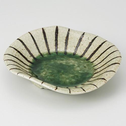 ☆ 向付 織部十草 三ツ足6寸皿 [ 18.8 x 4.1cm 350g ] 【 料亭 旅館