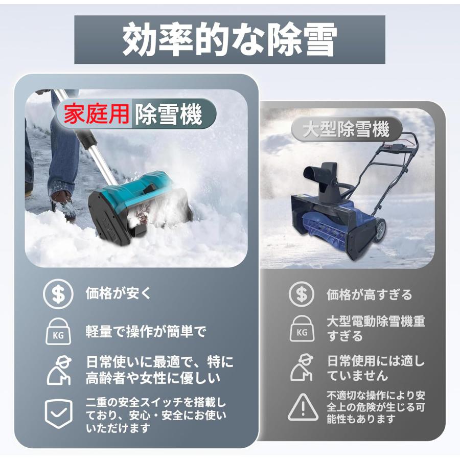 電動除雪機 除雪方向を45度調整できる コードレス折畳み雪掻き 伸縮式