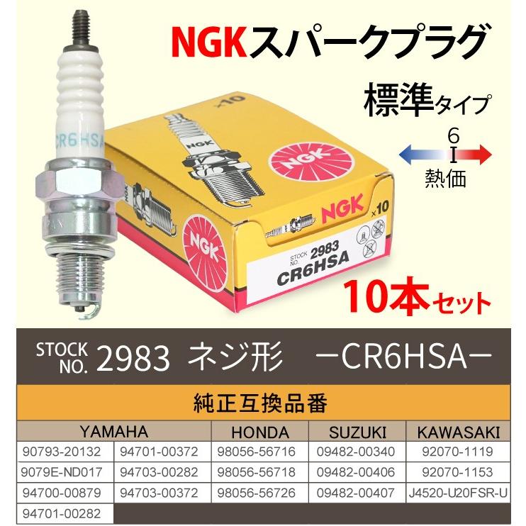 NGK スパークプラグ 10本セット CR6HSA ネジ 2983 バイク プラグ 点火
