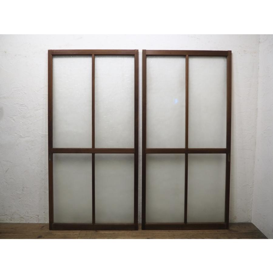 タX0696◇(1)【H176cm×W87cm】×2枚◇昭和レトロなデザインガラスの古い