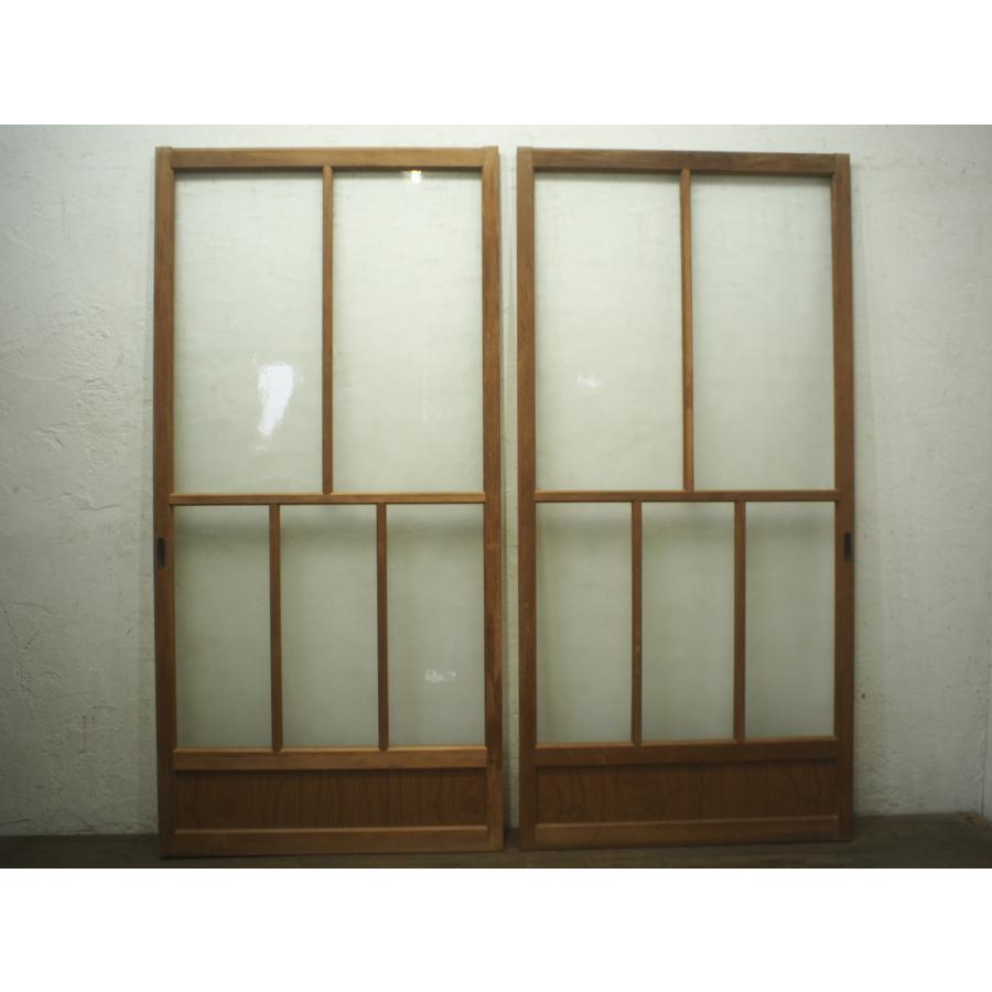 タQ0658◇(1)【H176cm×W85,5cm】×2枚◇昭和レトロなデザインガラスの