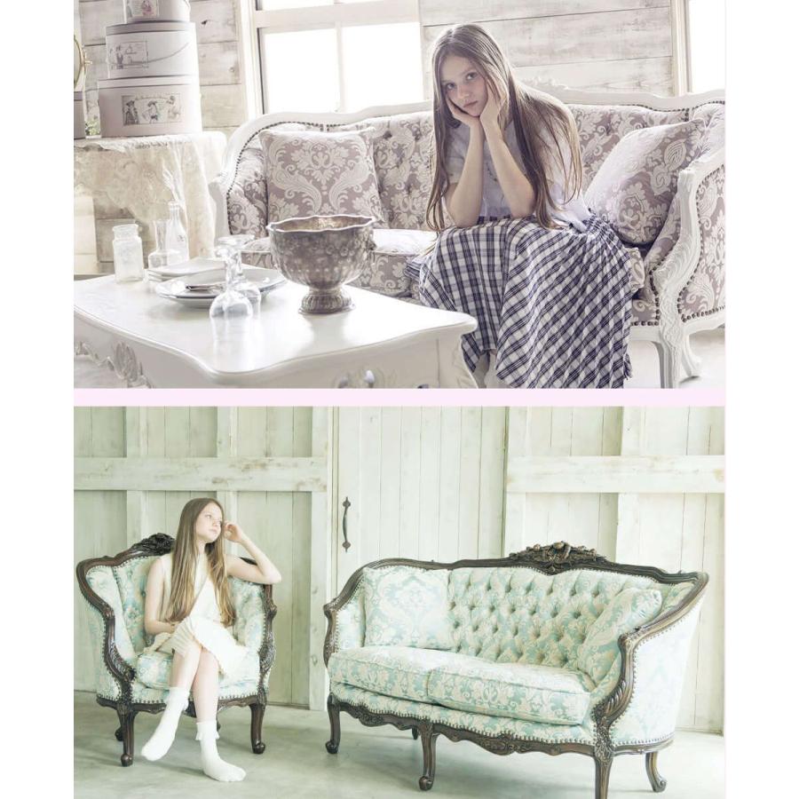 イタリアン ソファ 2人掛け アンティーク ロココ 姫系 猫脚 PUレザー