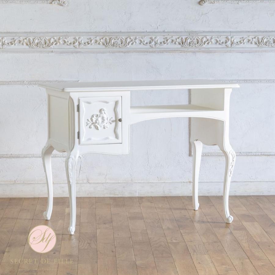 姫系 ネイル テーブル デスク 机 幅103cm 猫脚 アンティーク 風 新品