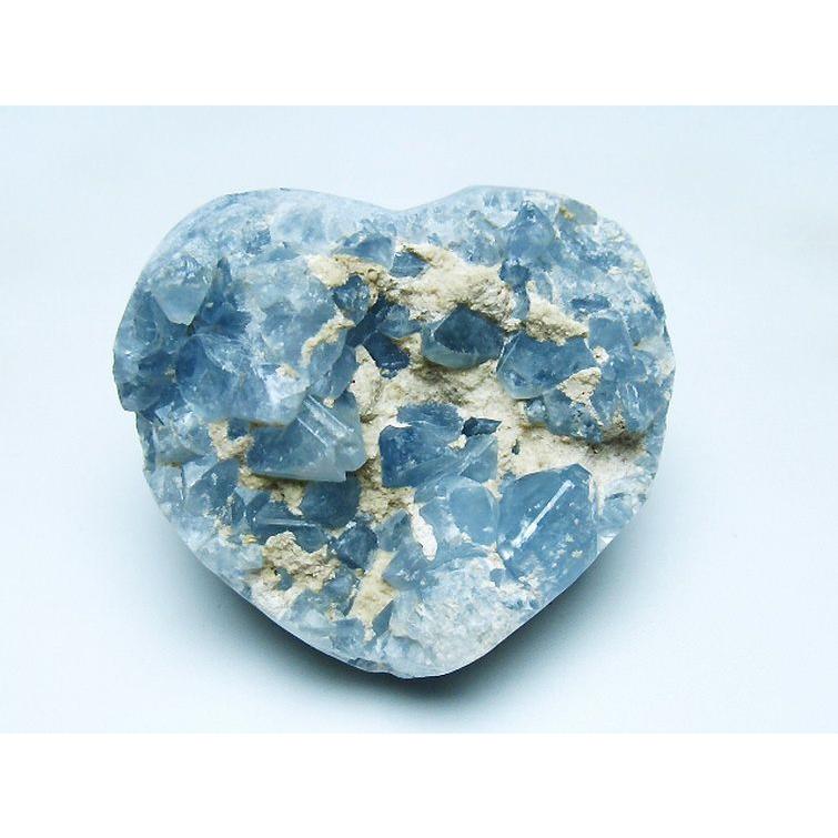 セレスタイト 天青石 ハートシェイプ 原石 t385-14683 : 誠安天然石
