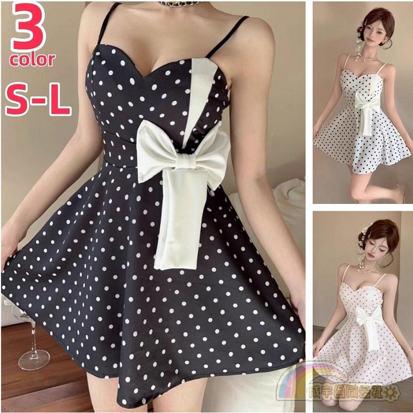 夏レディース キャミワンピース ミニワンピース ノースリーブ ドット柄