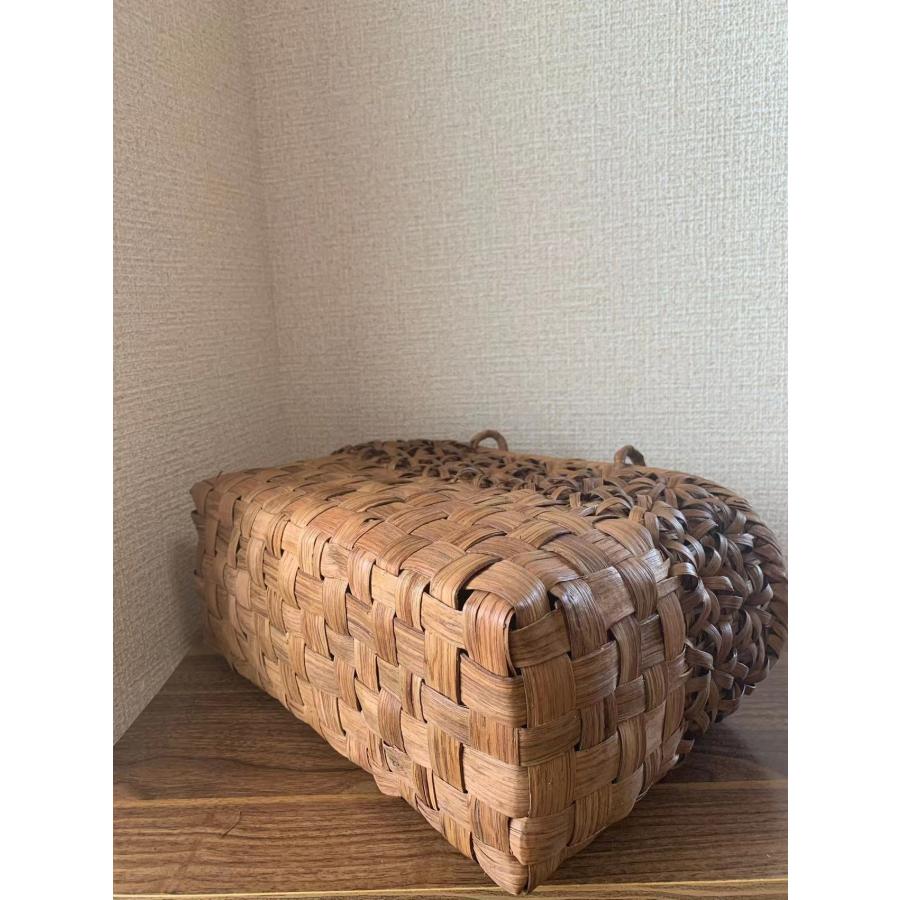 山葡萄 手作り カゴバッグ 内布付き 市松編み、立体花編み : 星凌商店