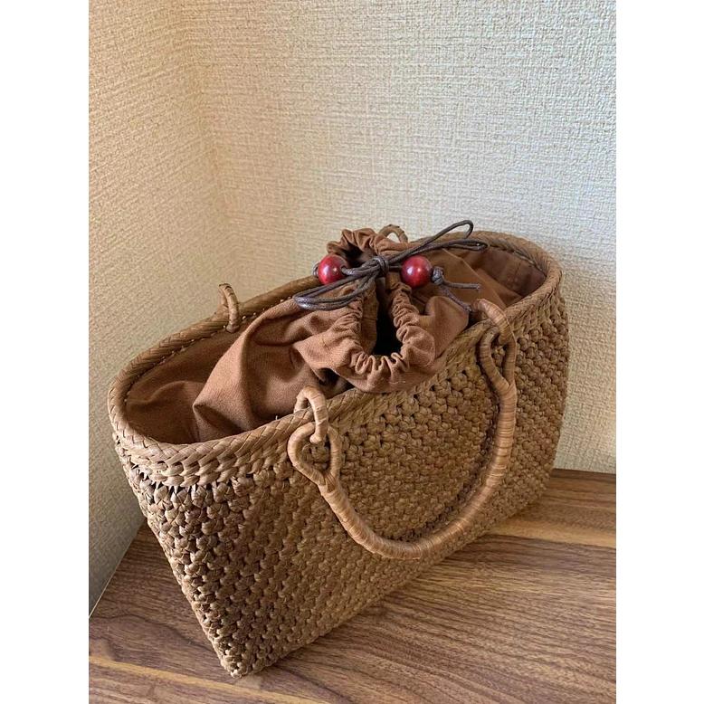 山葡萄 山葡萄かごバッグ 手作り 籠バッグ 小花編み 細ひご 巾着タイプ