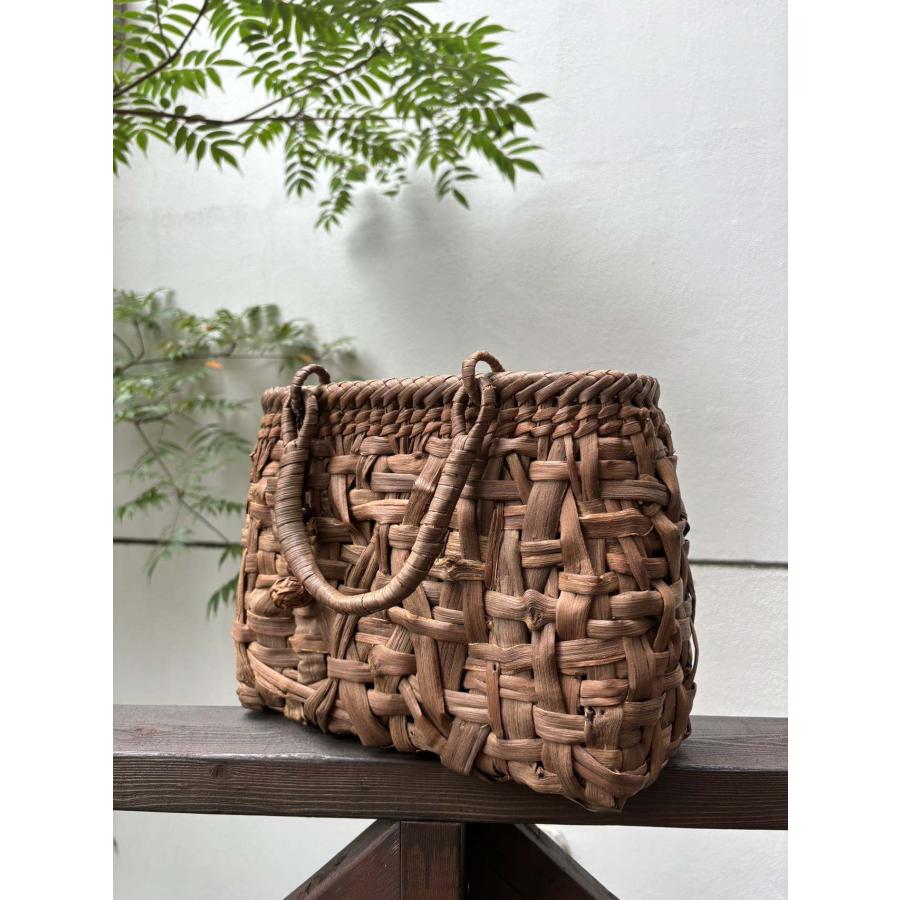 国産山葡萄 籠バッグ 内布付き 乱れ編み 目隠しタイプ内布 チャーム付