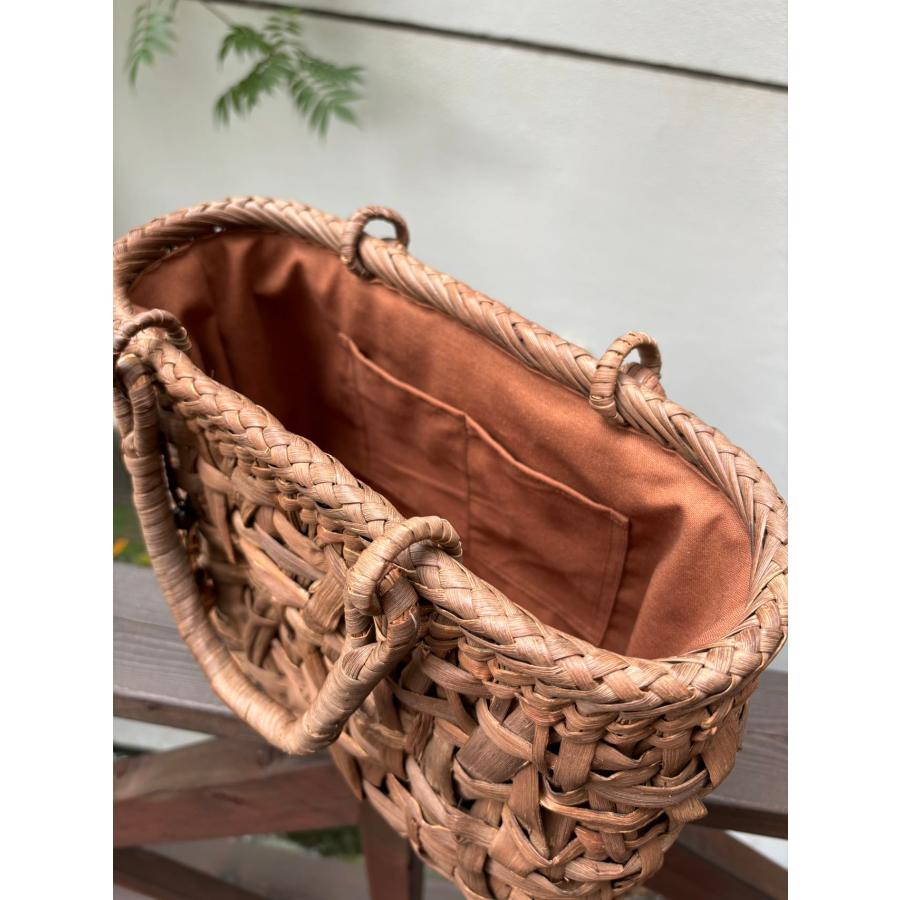 国産山葡萄 籠バッグ 内布付き 乱れ編み 目隠しタイプ内布 チャーム付