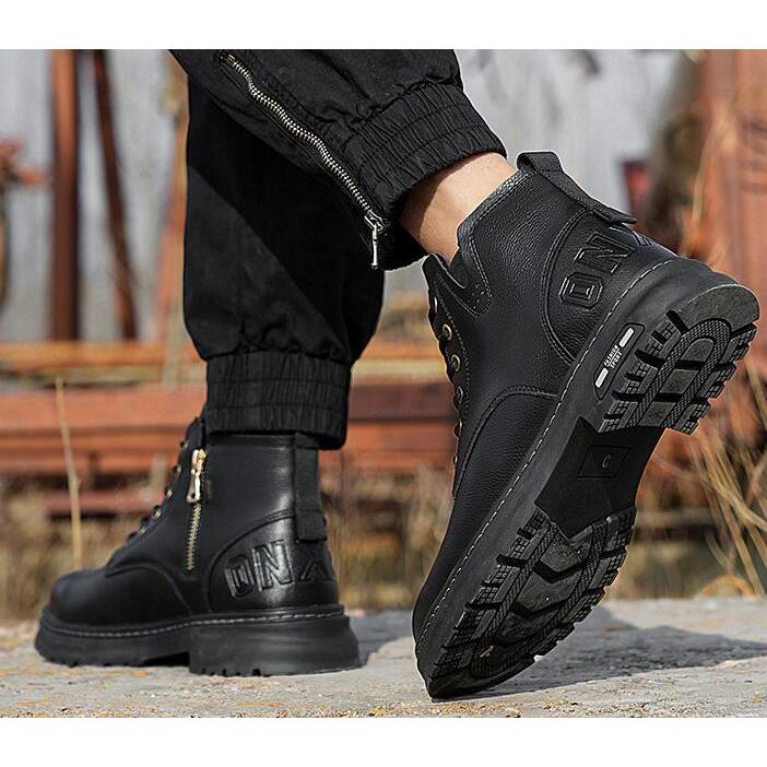 安全靴 革 ブーツ ハイカット おしゃれ メンズ レディース 黒 通気