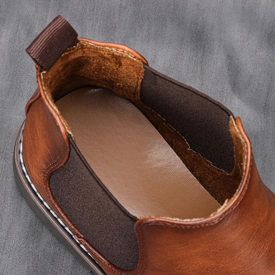 ブーツ サイドゴア メンズ ビジネスシューズ 紐なし 黒 ブラウン