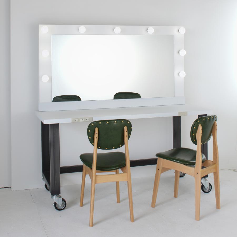 関本家具装芸 美容室サロンセット面女優ミラープロ仕様 ホワイト LED