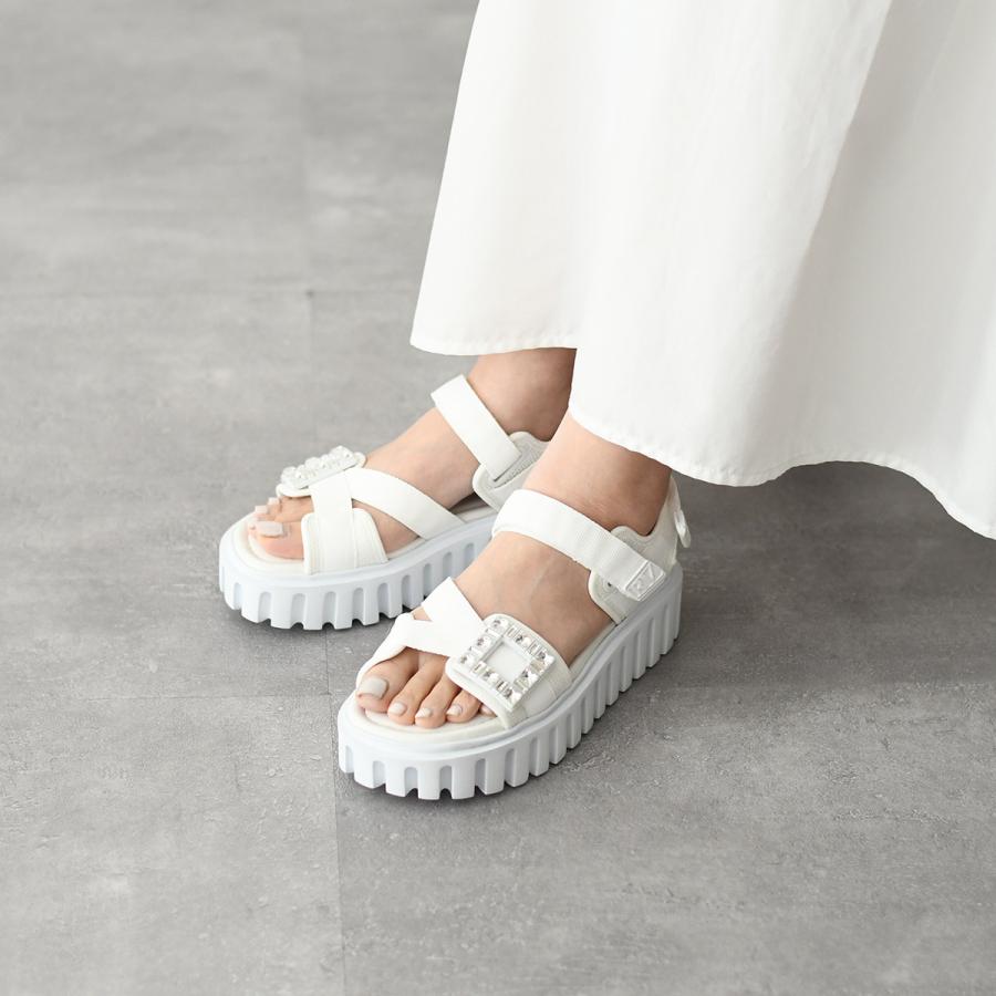 ROGER VIVIER ビジュー付きプラットフォームサンダルミュール布袋付き