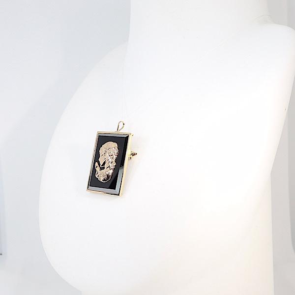 K18 オニキスブローチ ペンダントトップ兼用 ネックレス 2WAY 中古