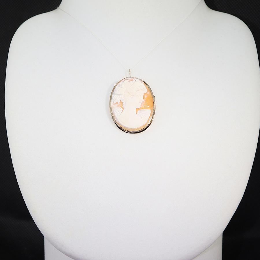 585(K14) カメオブローチ ペンダントトップ兼用 ネックレス 2WAY 中古