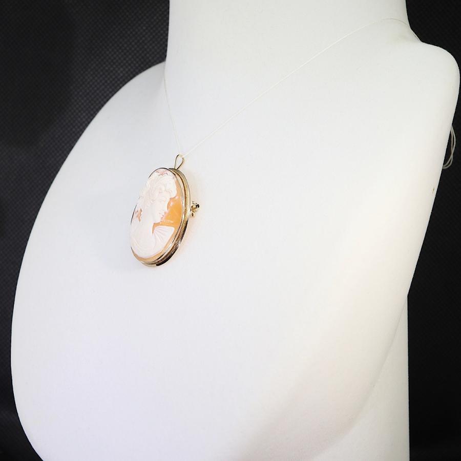 585(K14) カメオブローチ ペンダントトップ兼用 ネックレス 2WAY 中古