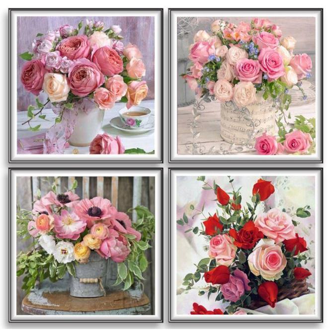 薔薇の少女 ダイヤモンドアート ラインストーンビーズ ハーフ