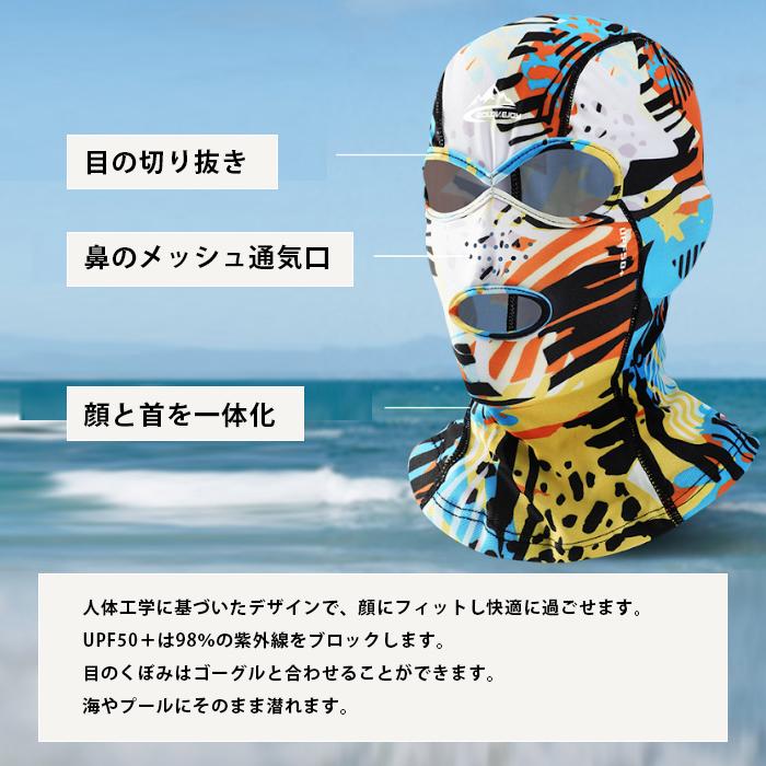 フェイスキニ UPF50 ブラック 全12色 軽量 防水 ストレッチ 日焼け止め