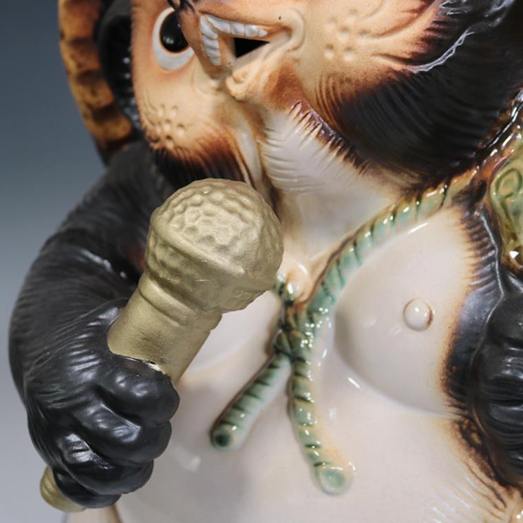 信楽焼 たぬき 置物 カラオケ 可愛い 歌っている狸 陶器 マイク