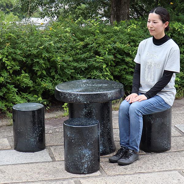 信楽焼 ガーデンテーブル 陶器テーブルセット 庭園テーブル イス
