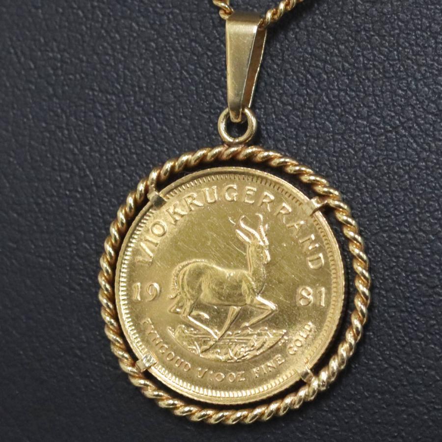 K22/750ペンダントトップ クルーガーランド金貨 1/10oz 4.4g 1981年 1