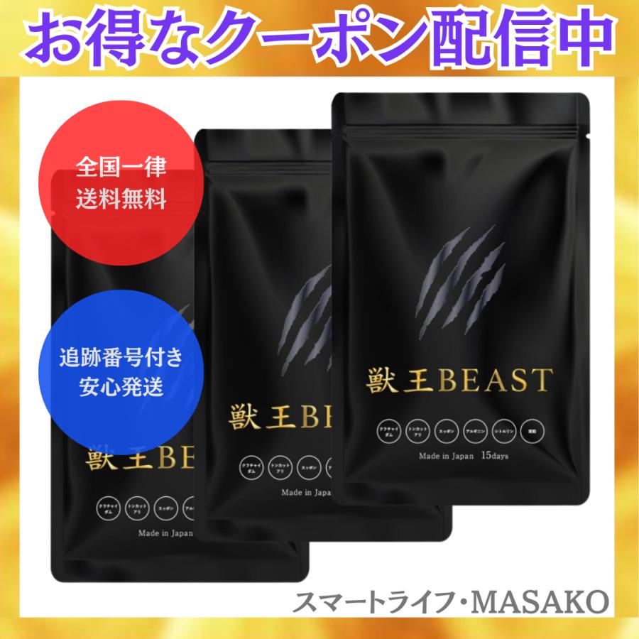 獣王beastサプリ 獣王ビースト 45粒 3袋 メンズサプリ クラチャイダム