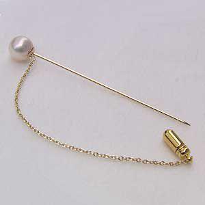 ブローチ あこや本真珠 ピンブローチ ラペルピン パール 8-8.5mm k18