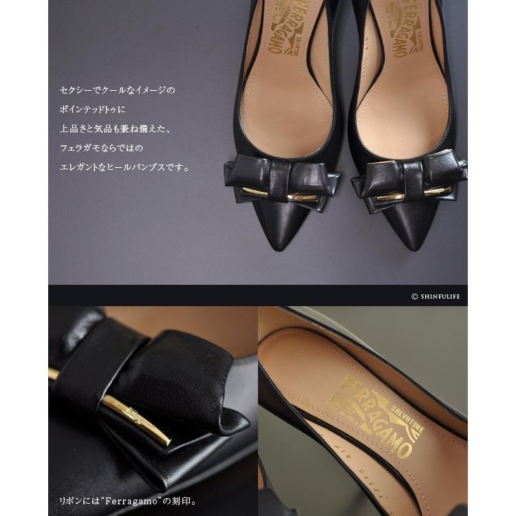 FERRAGAMO（フェラガモ） ポインテッド トゥ パンプス リボン ブラック