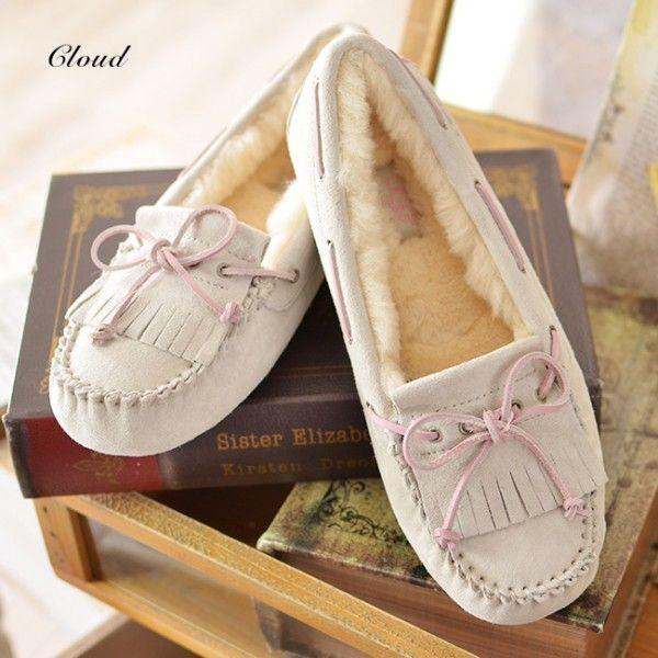 UGG（アグ） マンディ レザー ムートン リボン モカシン シューズ