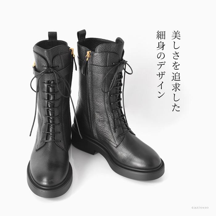 イタリア製 レディース 編み上げ ショートブーツ レースアップ ミドル