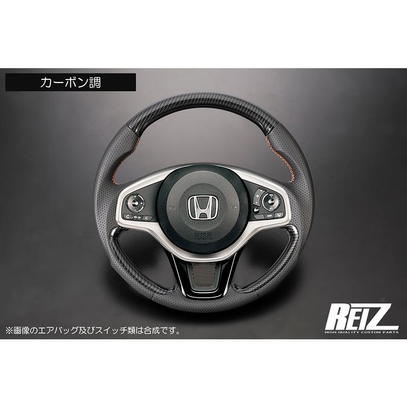 カーボン調×橙ステッチ] JG3/JG4 N-ONE コンビステアリング 純正交換