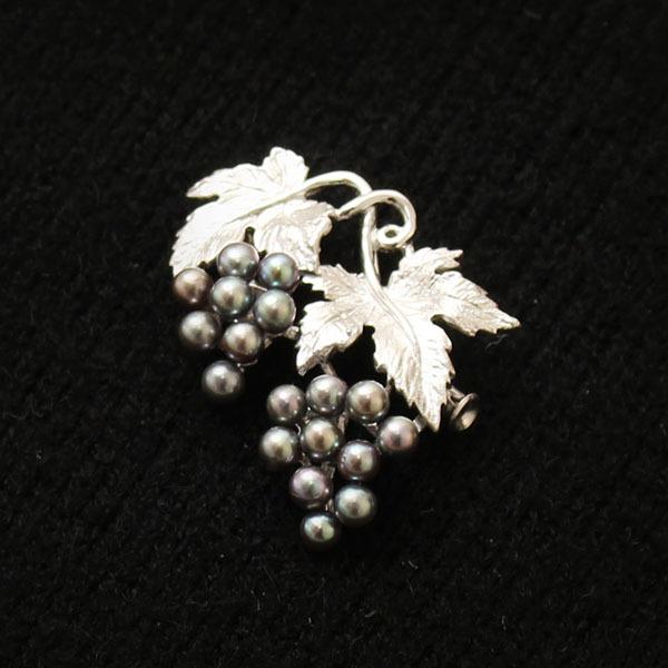 あこや真珠 パール ブローチ シルバー925 刻印 ぶどう 大ぶり 美品 29