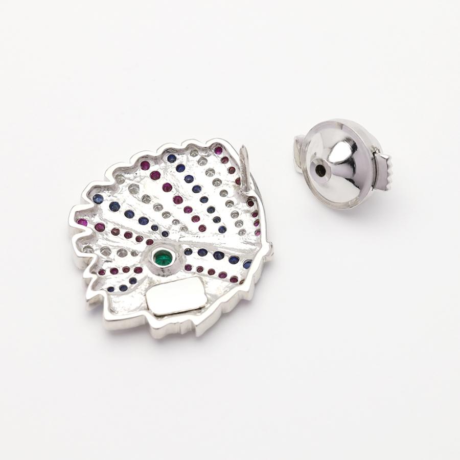 メンズ ラペルピン ピンブローチ ダイヤモンド エメラルド ルビー