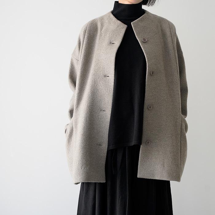 evam eva（エヴァムエヴァ） プレスウールショートコート press wool