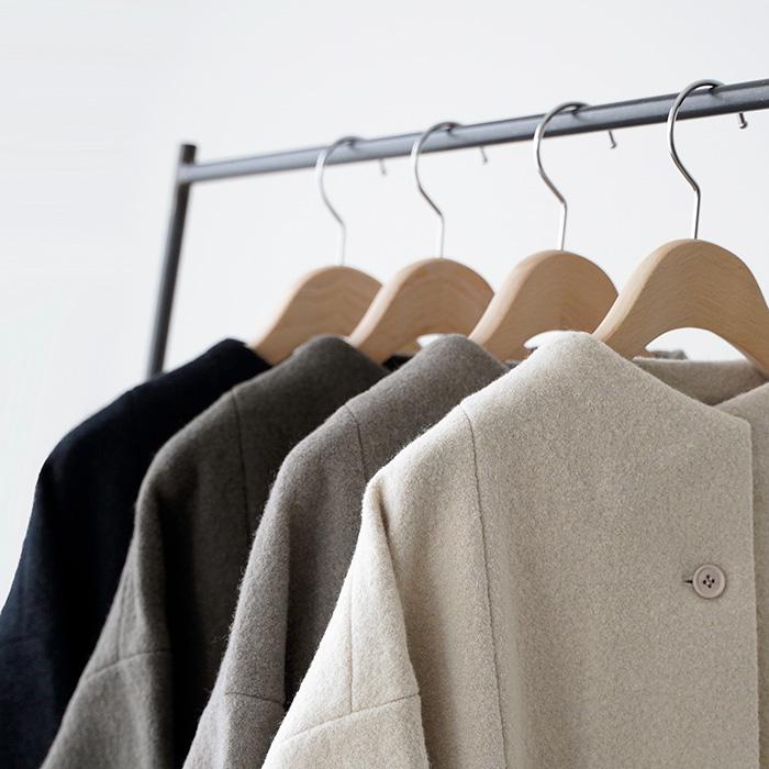 evam eva（エヴァムエヴァ） プレスウールショートコート press wool