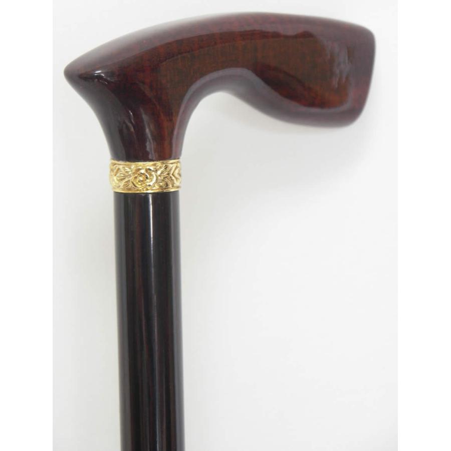 スネークウッドL字型黒檀ステッキ（杖） 18金（ゴールド）リング