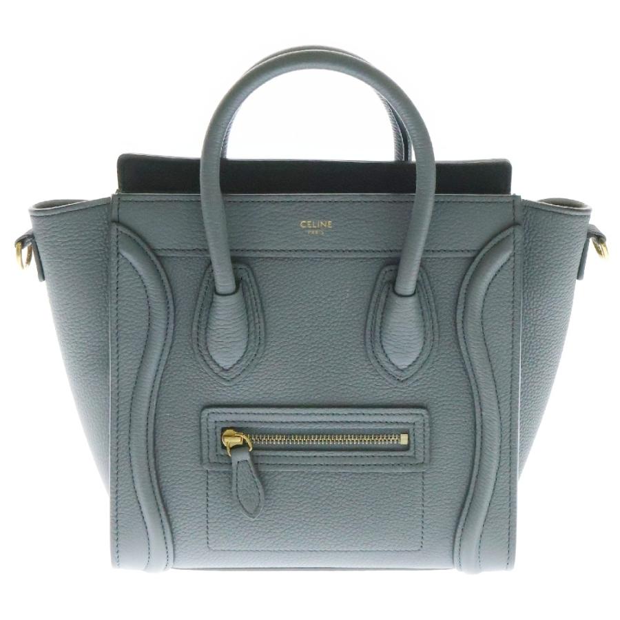 CELINE（セリーヌ） ラゲージ ナノショッパー グレー レザー ゴールド