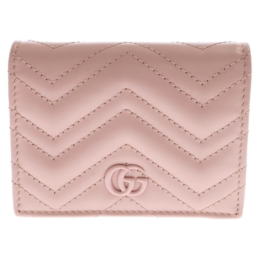 GUCCI（グッチ） GGマーモント コンパクトウォレット ピンク レザー 三
