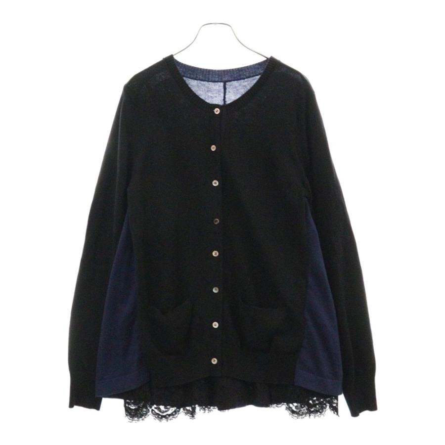 sacai（サカイ） レースドッキング ウール混パネルニットカーディガン