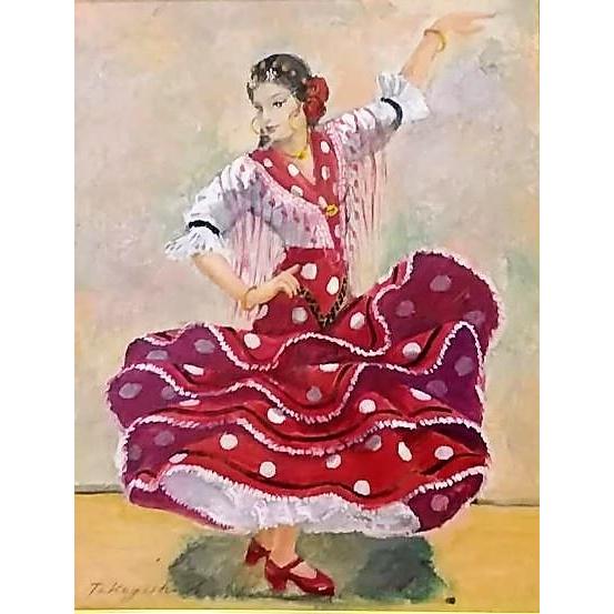 宮原岳良「フラメンコ」 油彩画 額縁外寸42.5x51.6x5.0cm 絵31.8x41