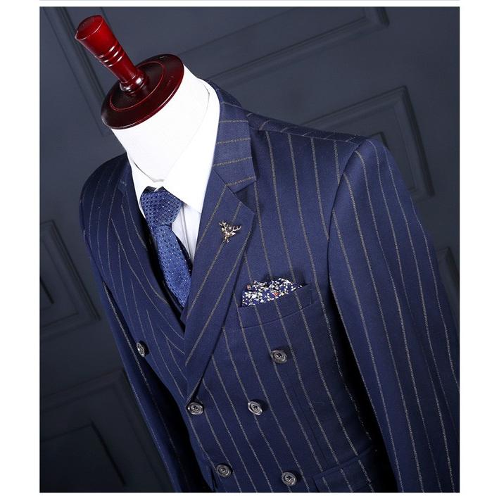 ダブルブレスト ピンストライプ スリーピース 2つボタンスーツ