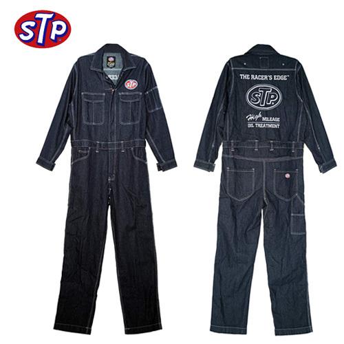 STP（エスティーピー）刺繍ロゴ デニムカバーオール 長袖ツナギ